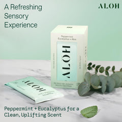 ALŌH etiqueta con ingredientes naturales y aloe visible