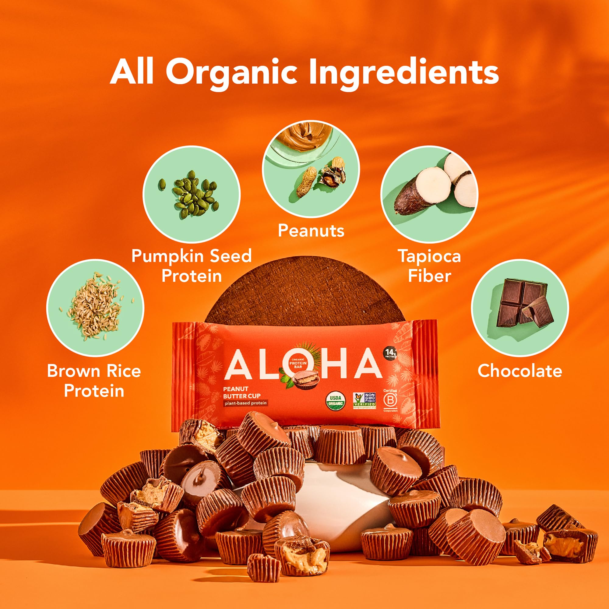 ALOHA detalle de la textura interna de la barrita cortada que muestra ingredientes integrales