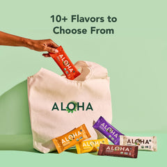 ALOHA etiqueta con certificaciones USDA orgánico y B-Corp que respalda prácticas sostenibles