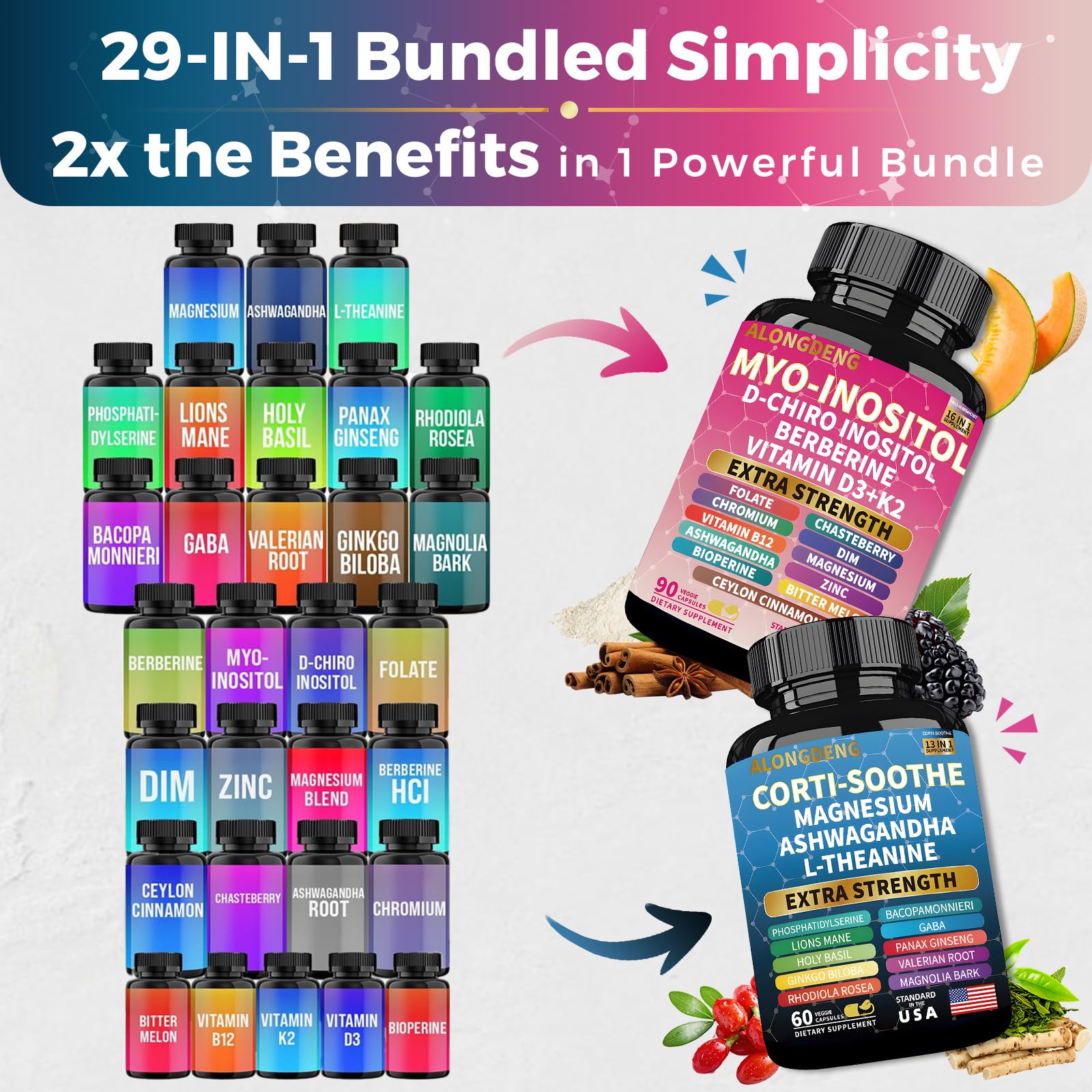 ALongDeng botella junto a una mano para mostrar escala y dosis fácil