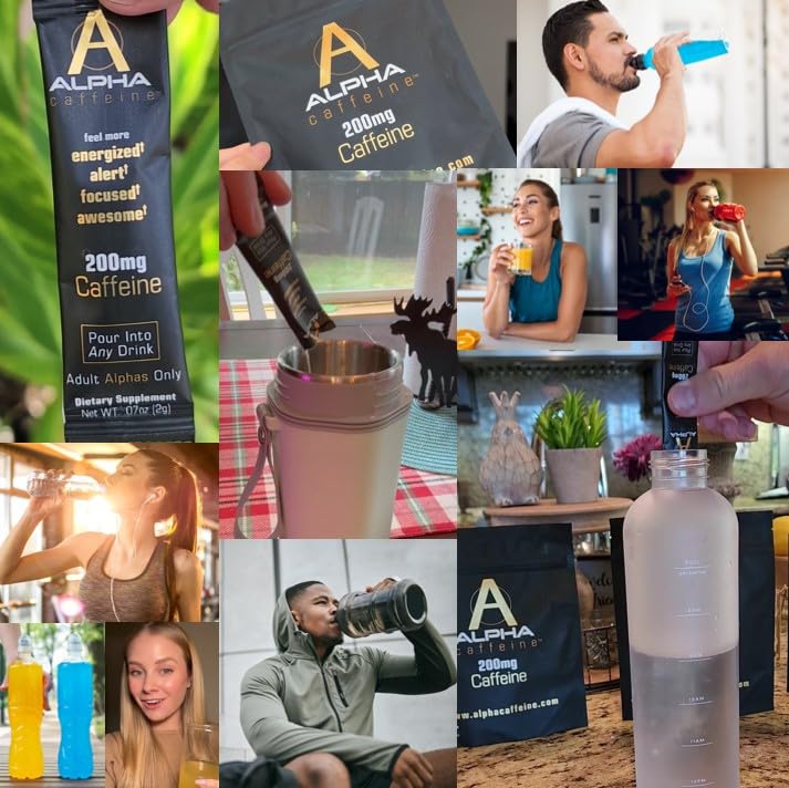 Etiqueta del producto Alpha Caffeine con información de ingredientes y seguridad