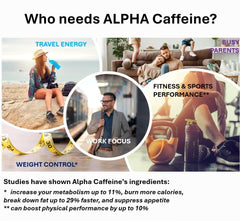 Alpha Caffeine disolviéndose en un vaso, mezcla rápida para impulso inmediato
