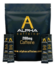 Alpha Caffeine stick frontal mostrando el pouch y fácil transporte para energía rápida