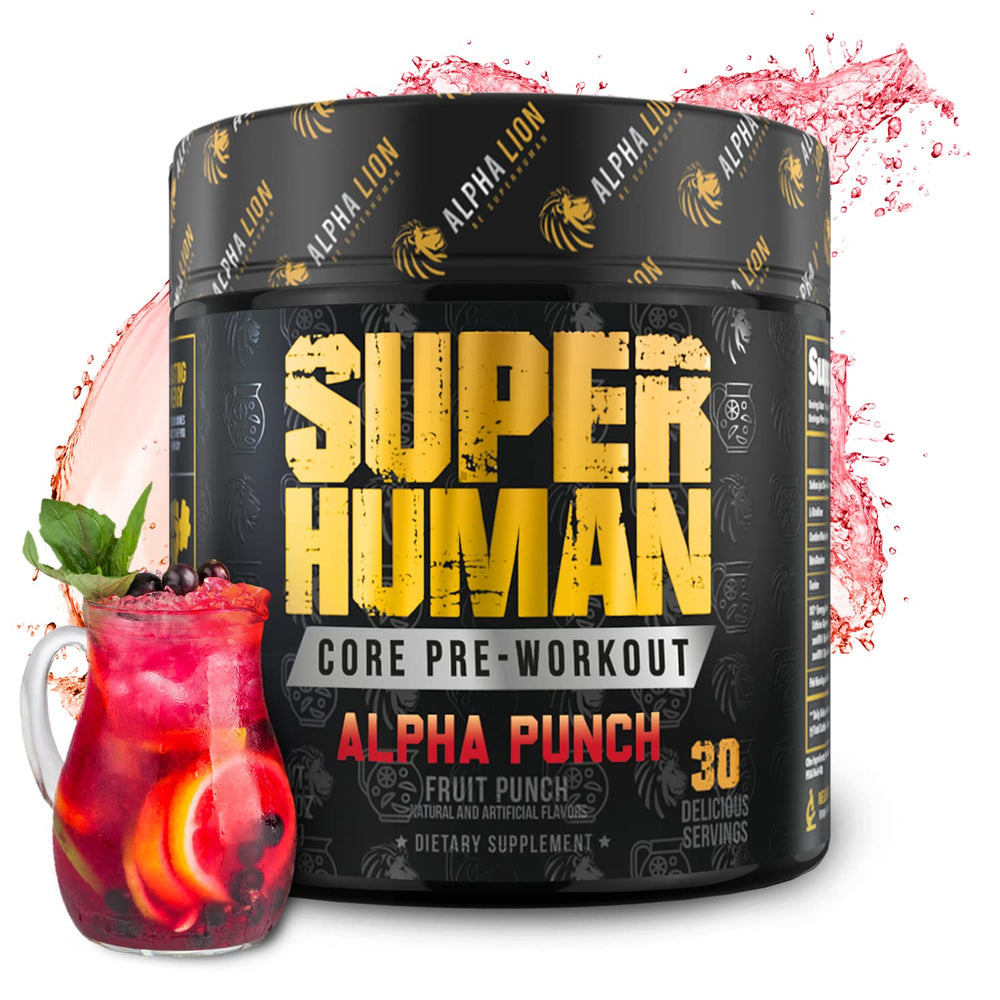 ALPHA LION envase frontal del Core Pre Workout mostrando la marca y diseño