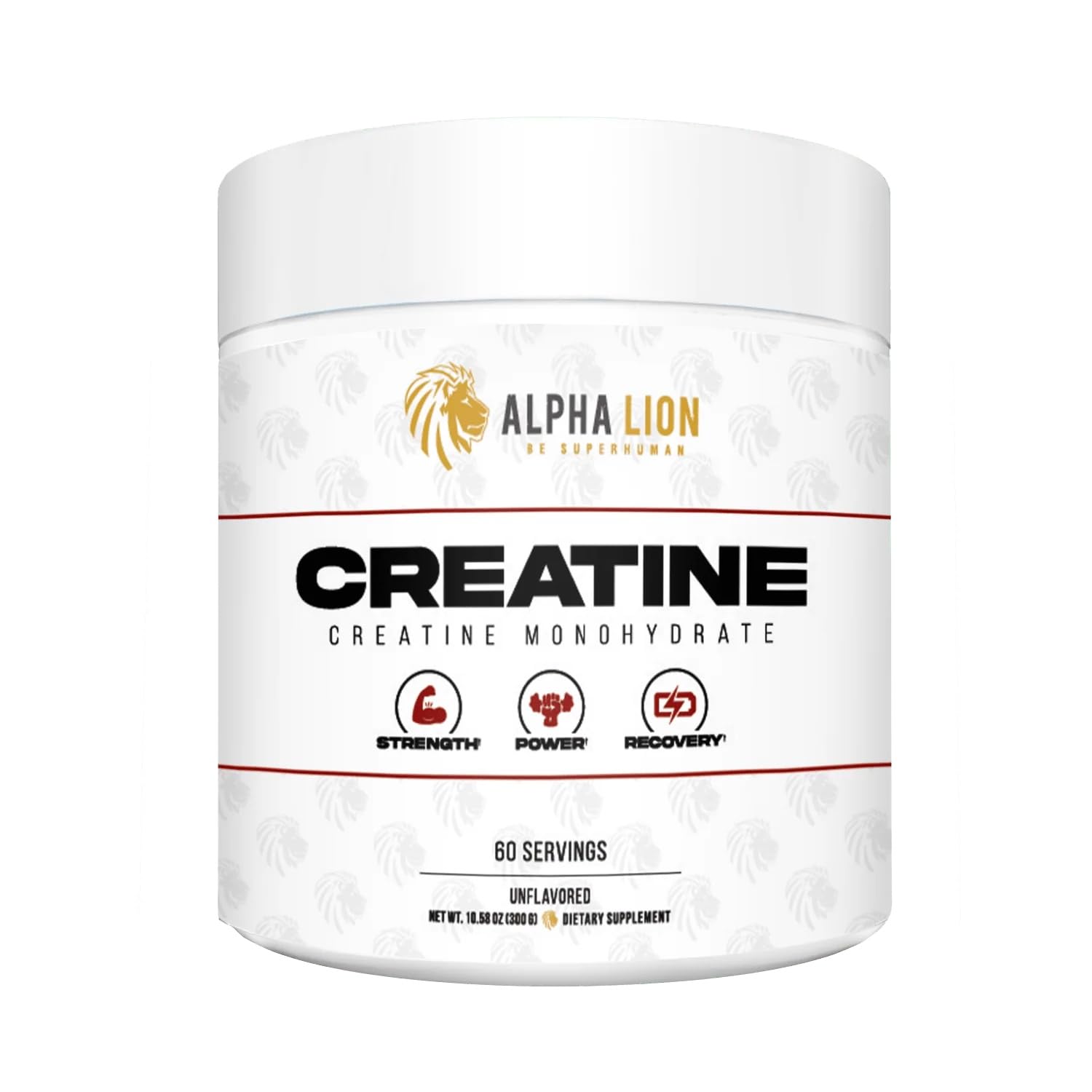 ALPHA LION envase frontal claro mostrando 60 servicios y beneficio de dosificación