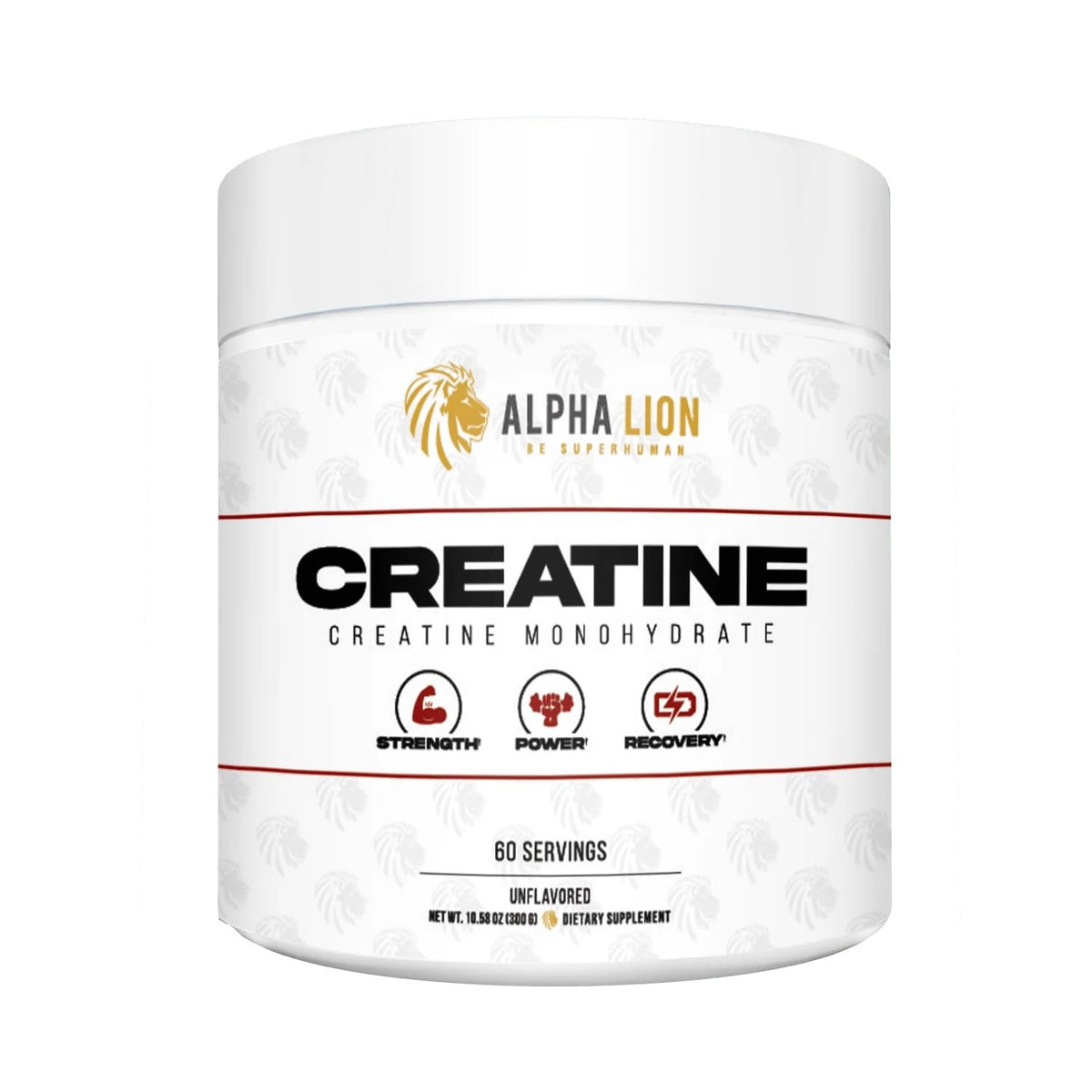 ALPHA LION envase frontal claro mostrando 60 servicios y beneficio de dosificación