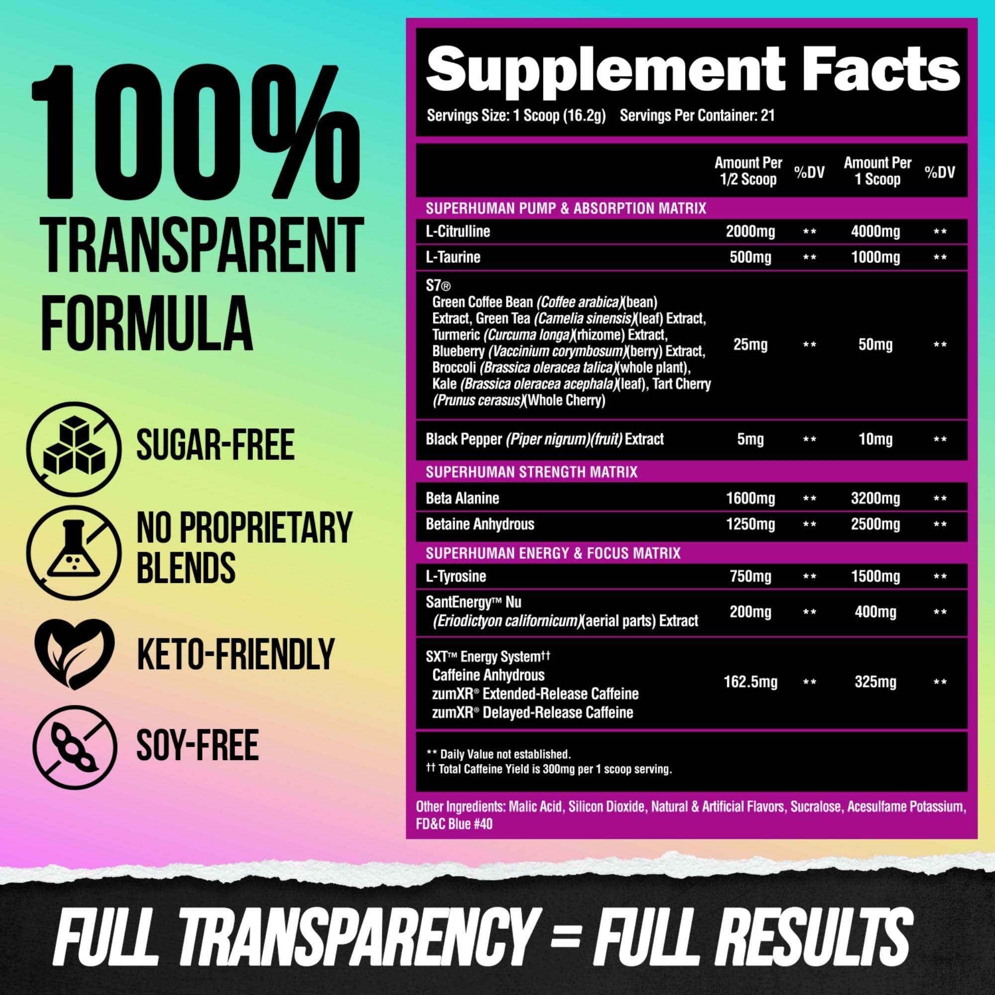ALPHA LION etiqueta con lista de ingredientes y beneficios visibles