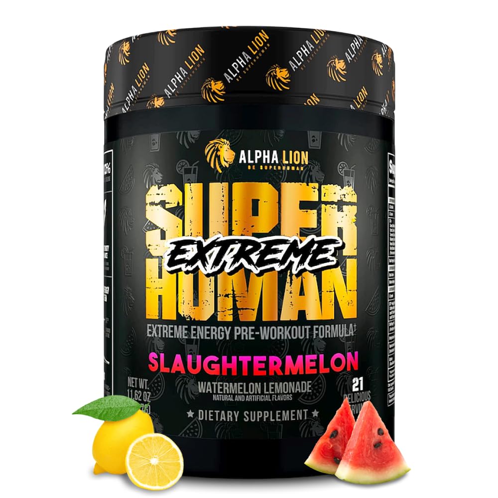 ALPHA LION frasco frontal Slaughtermelon mostrando diseño y beneficio energético