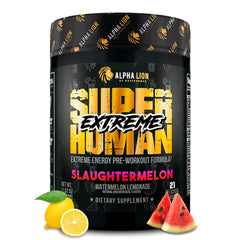 ALPHA LION frasco frontal Slaughtermelon mostrando diseño y beneficio energético