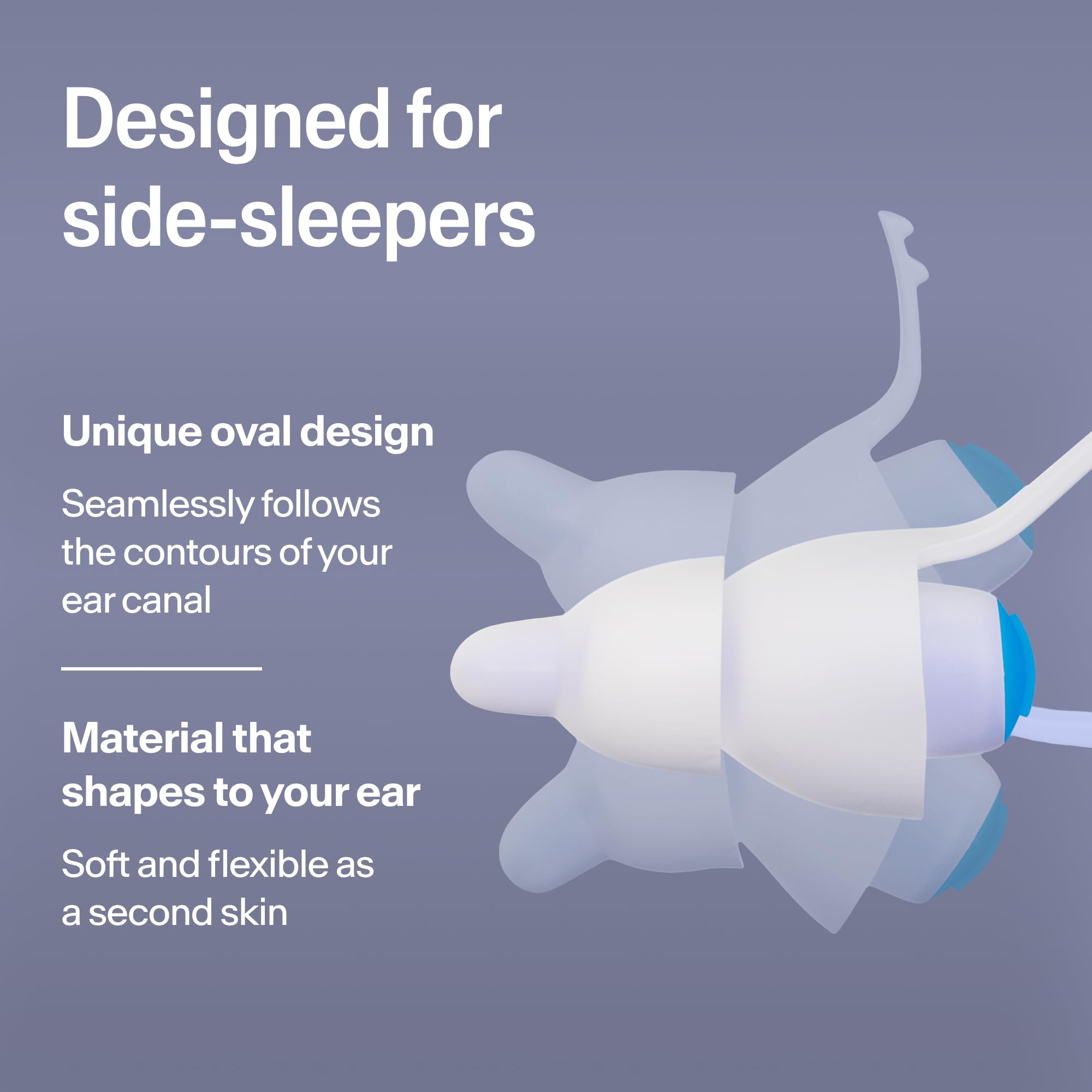 Alpine SleepDeep puesto en la oreja demostrando confort nocturno