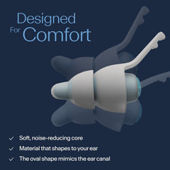 Alpine SleepDeep tapones en oreja mientras persona duerme de lado, mejor sueño