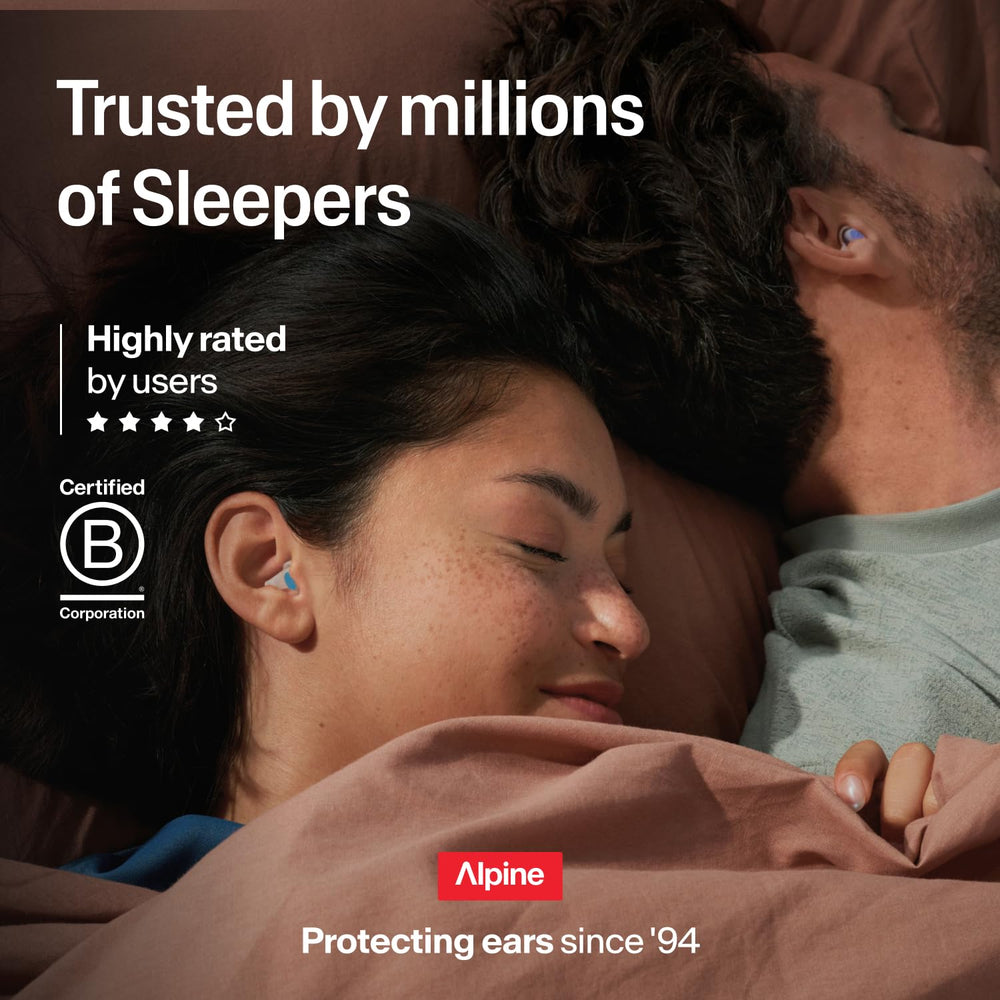 Alpine SleepDeep etiqueta del producto resaltando el núcleo reductor de ruido