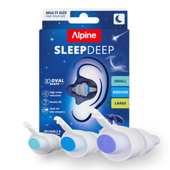 Alpine SleepDeep vista frontal del paquete mostrando tapones y beneficios