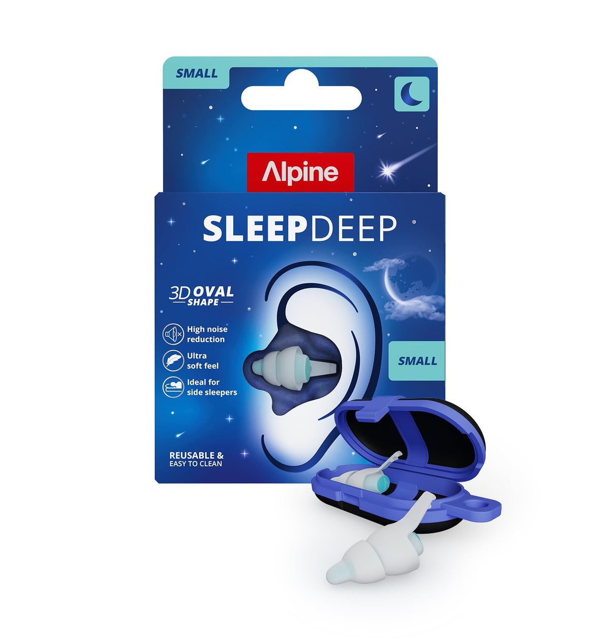 Alpine SleepDeep vista frontal mostrando fit cómodo y ajuste para dormir de lado