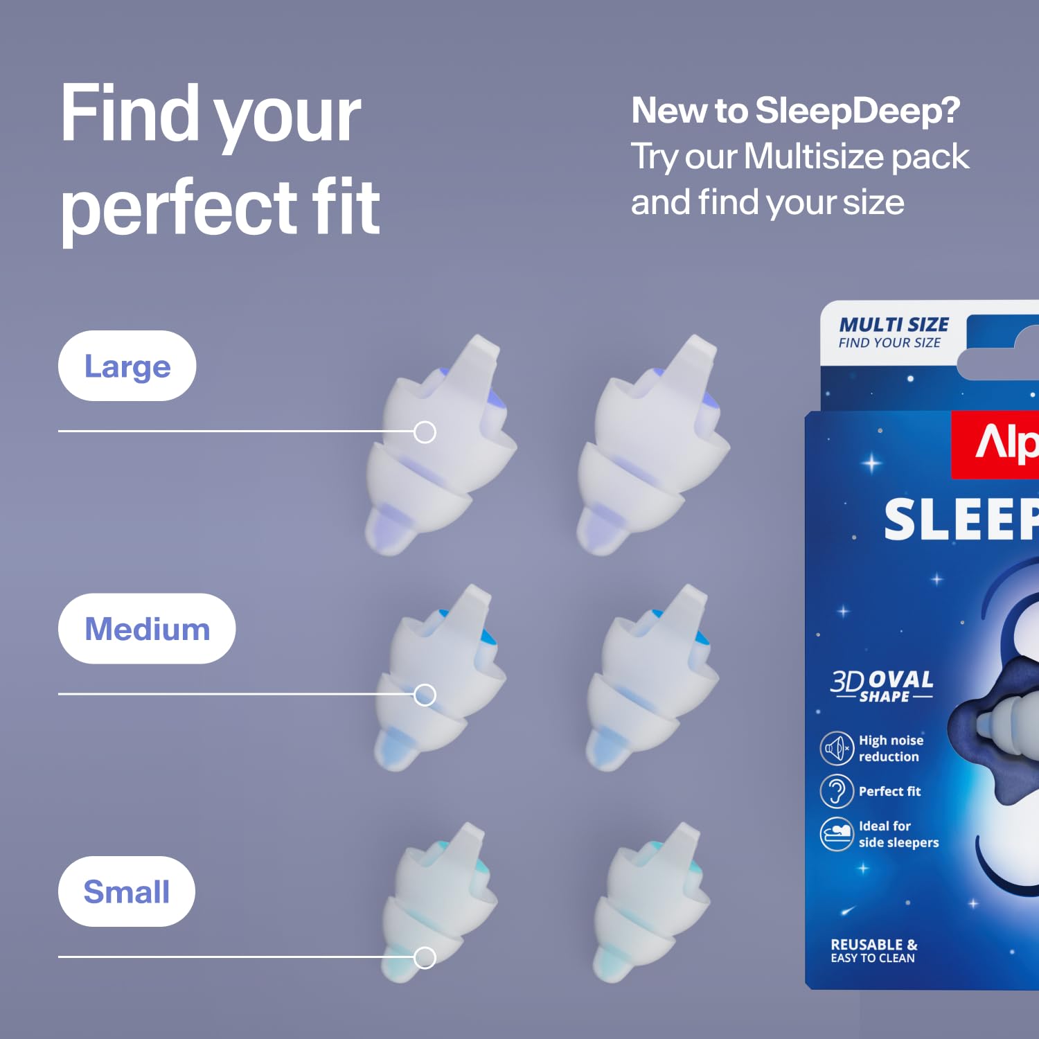 Alpine SleepDeep tapones apoyados lateralmente demostrando perfil bajo