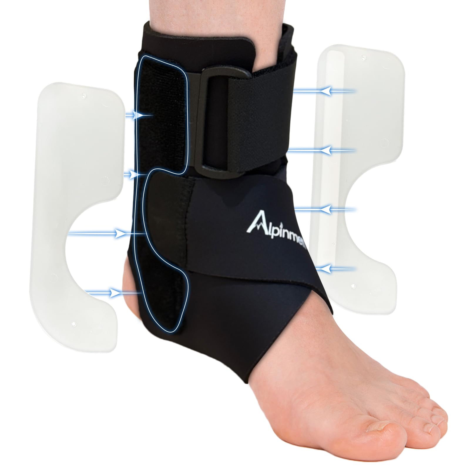 Alpinmett tobillera vista frontal con soporte estable