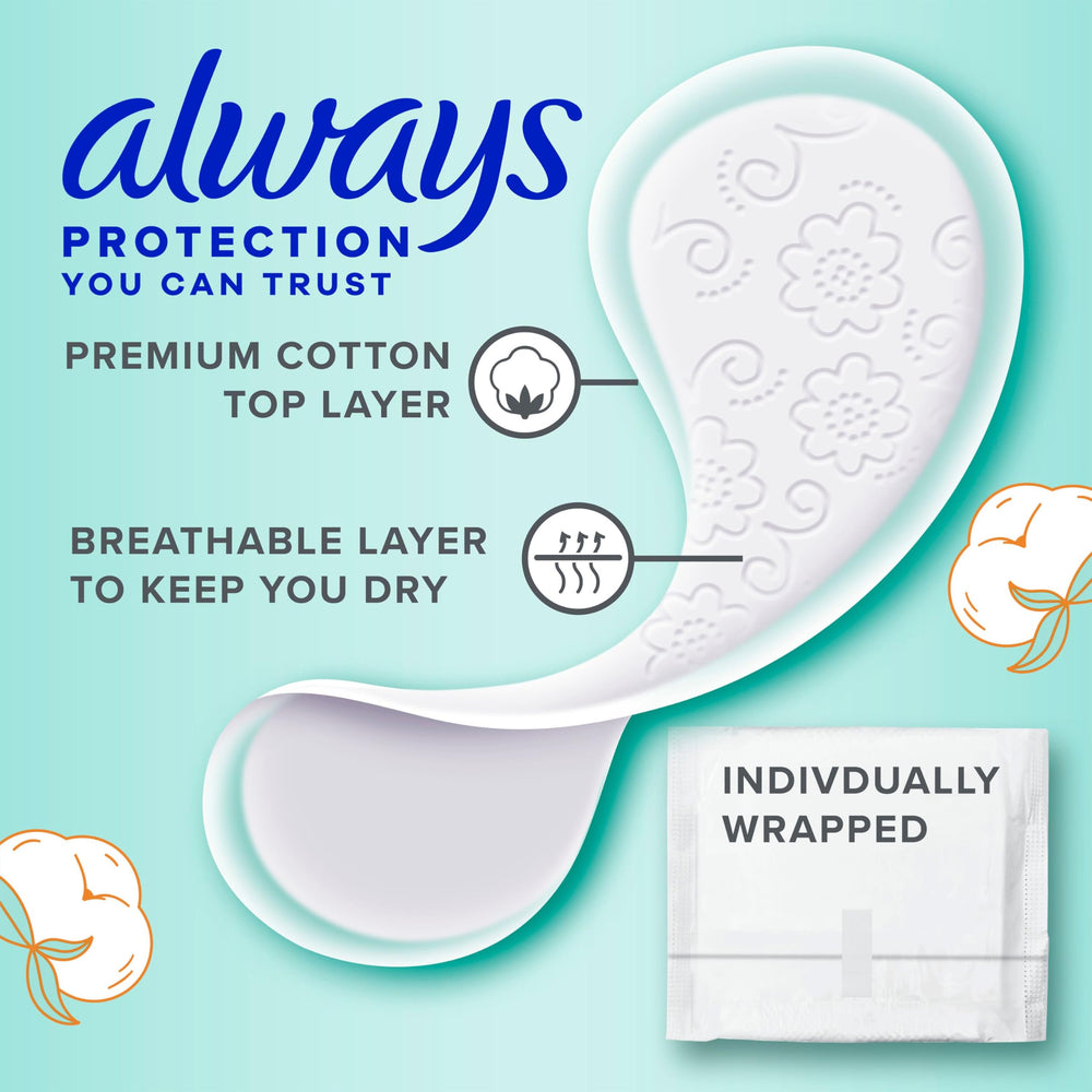 Always detalle de capa superior de algodón premium para mayor suavidad