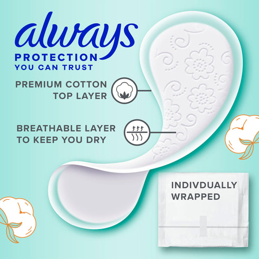 Always detalle de capa superior de algodón premium para mayor suavidad