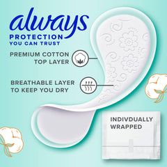 Always detalle de capa superior de algodón premium para mayor suavidad