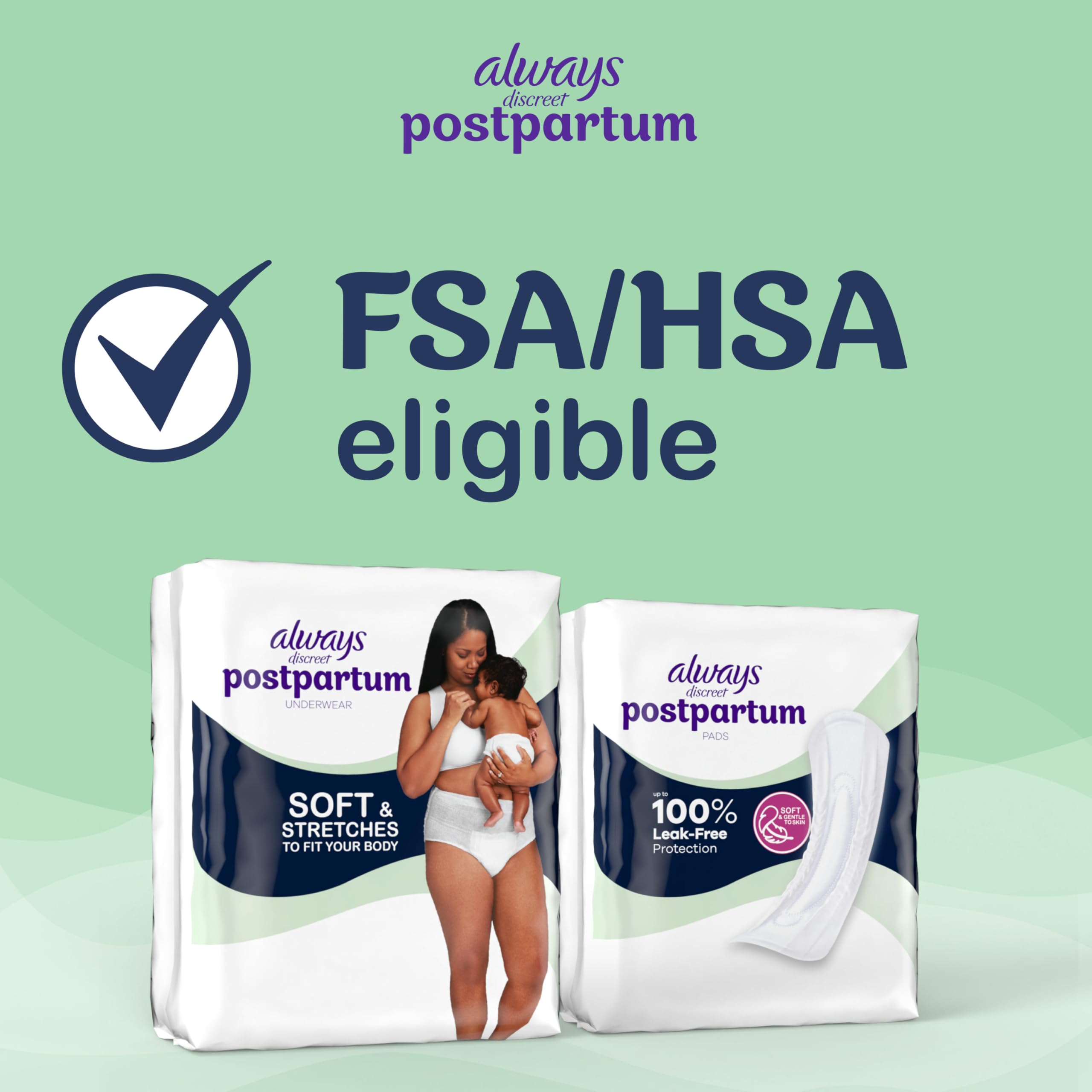 Always Discreet mujer recuperándose en casa usando bragas posparto cómodas y discretas