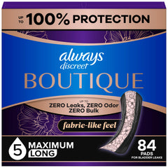 Always Discreet frente del empaque que muestra cantidad y beneficio de confianza