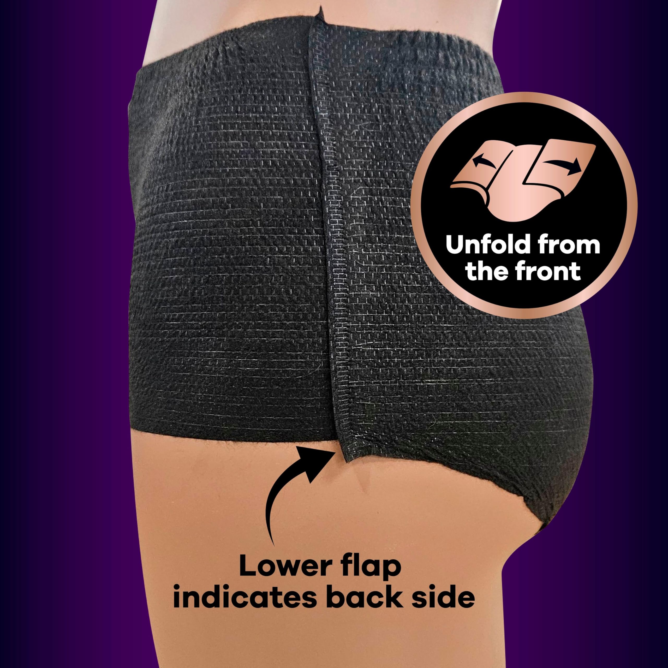 Always Discreet vista de LeakGuard lateral para prevenir fugas en piernas