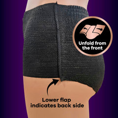 Always Discreet vista de LeakGuard lateral para prevenir fugas en piernas