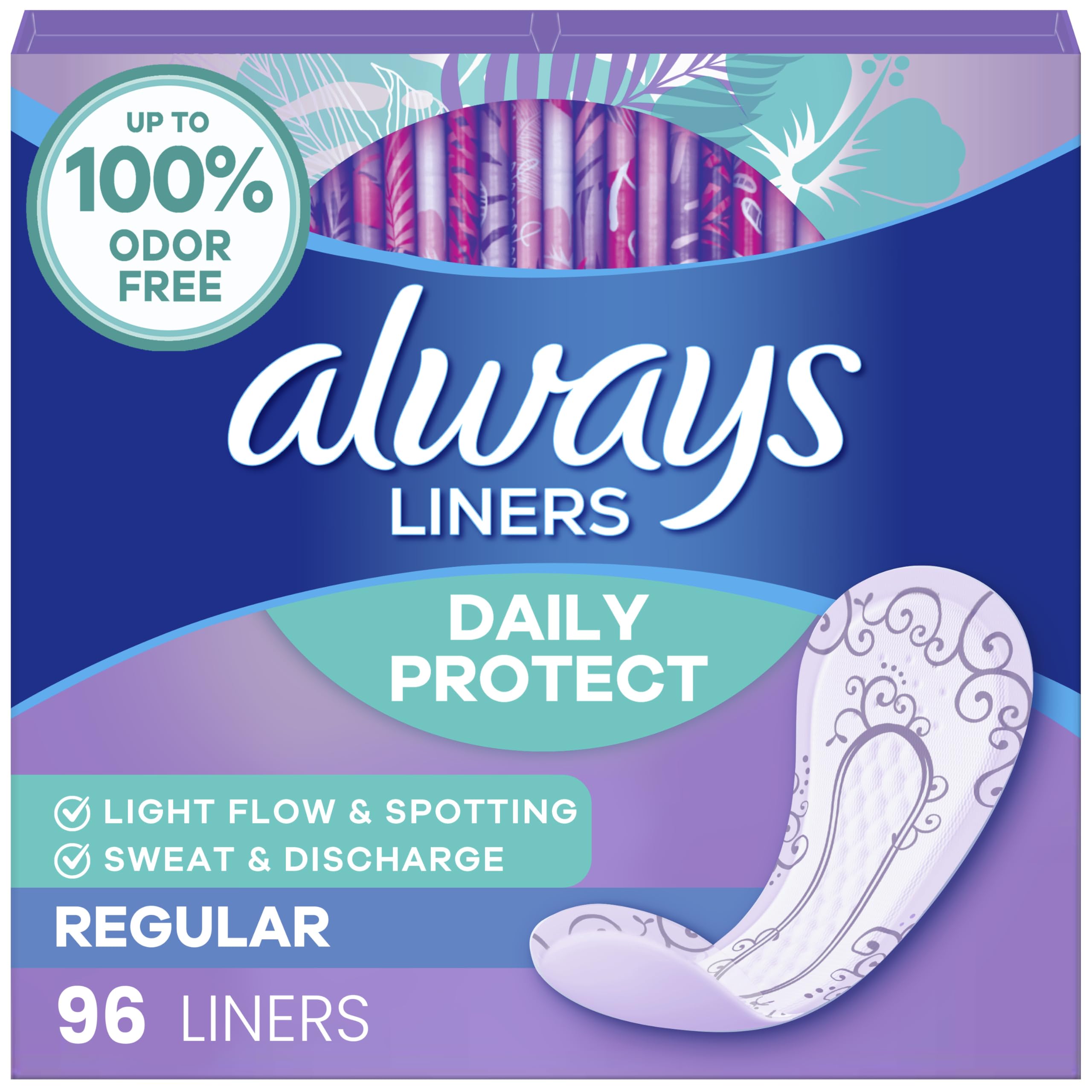 Always embalaje frontal mostrando 96 unidades y protección diaria