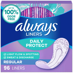 Always embalaje frontal mostrando 96 unidades y protección diaria