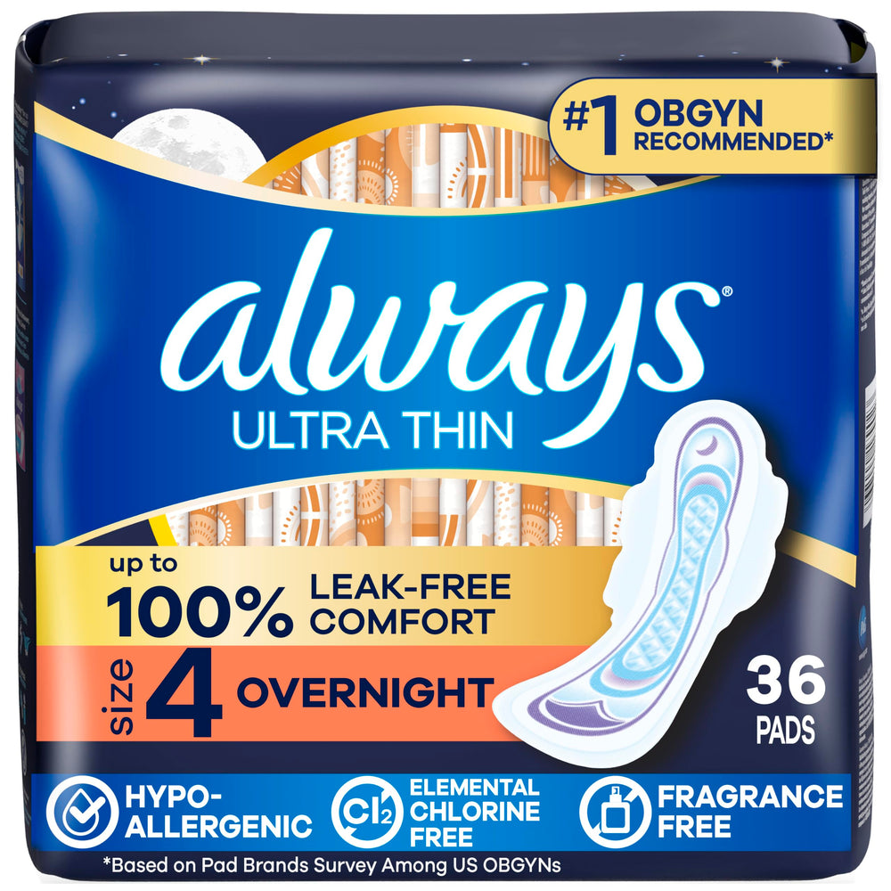 Always empaque frontal de 36 compresas para protección nocturna y comodidad