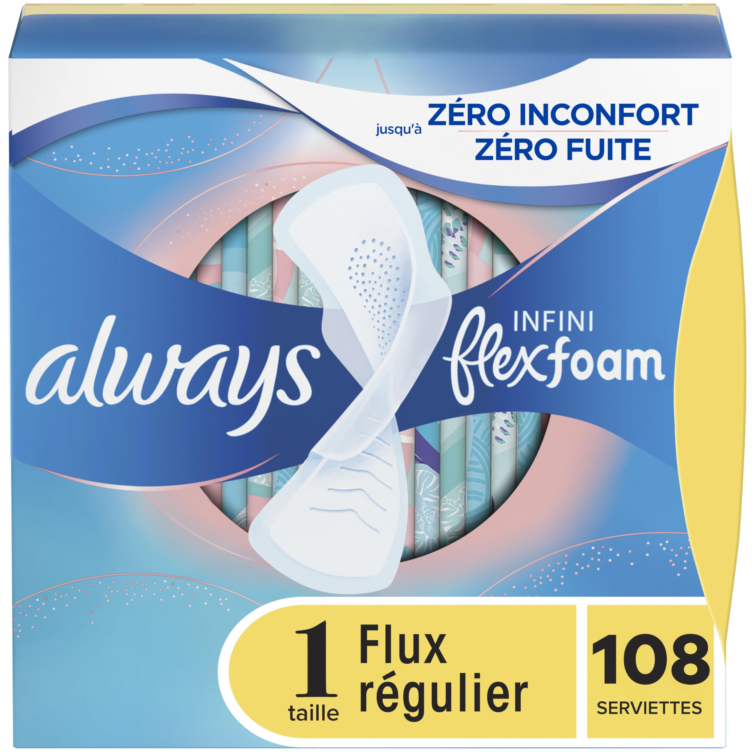 Always Infinity primer plano del núcleo FlexFoam mostrando absorción rápida y menor volumen