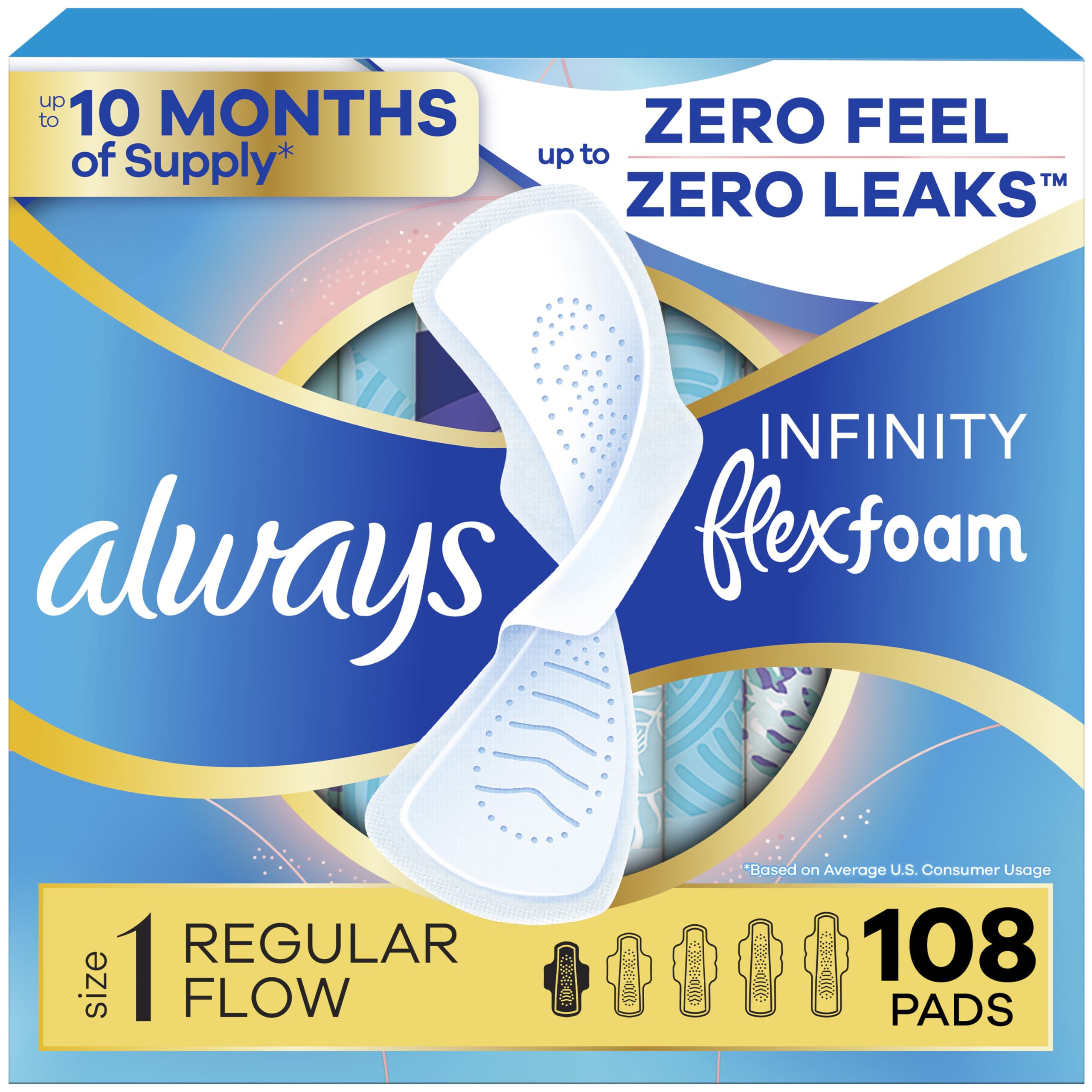 Always Infinity empaque frontal mostrando cantidad y tamaño, comodidad inmediata