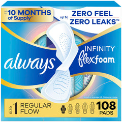 Always Infinity empaque frontal mostrando cantidad y tamaño, comodidad inmediata