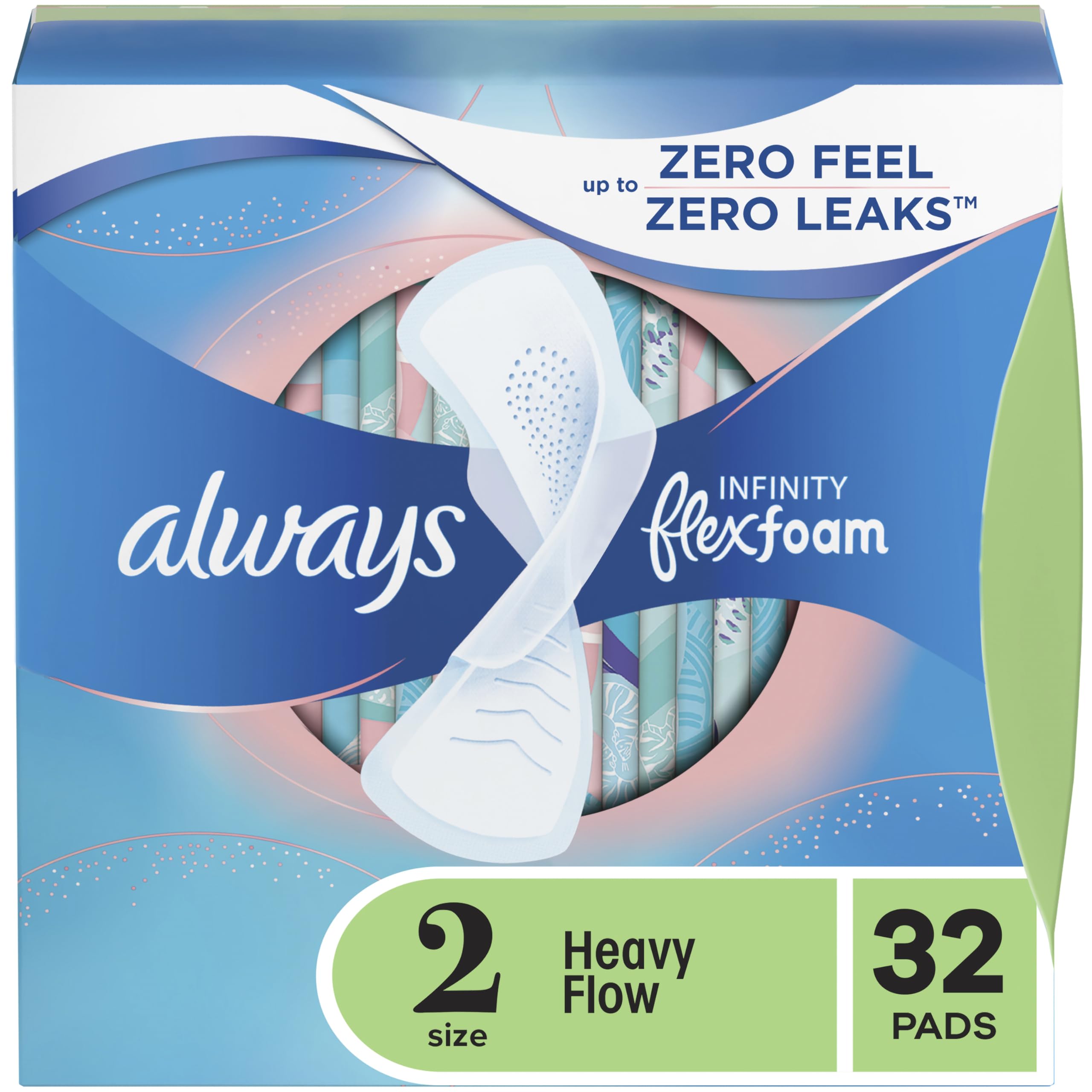 Always Infinity frente del paquete mostrando 32 unidades y beneficios