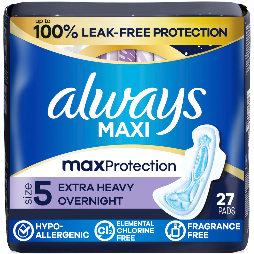 Always vista frontal del empaque mostrando 27 unidades y beneficios