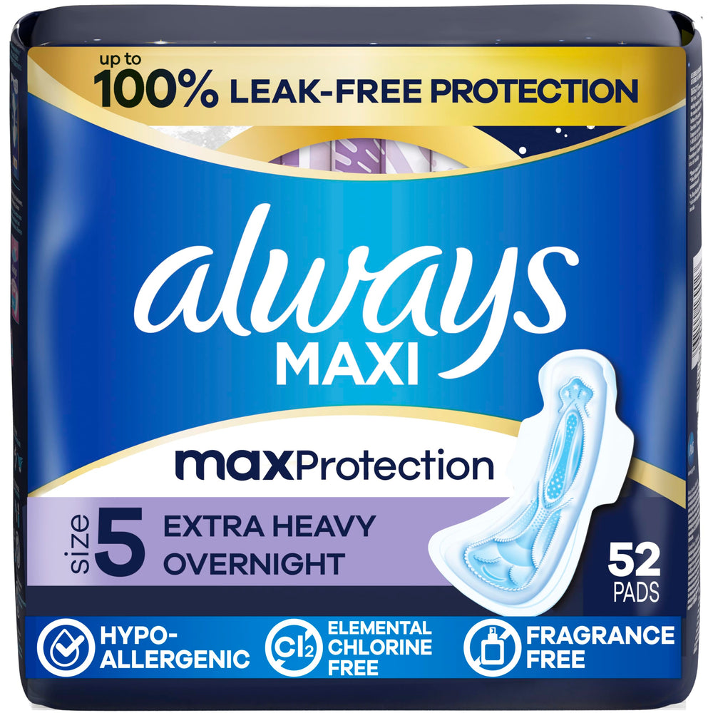 Always paquete frontal talla 5 mostrando 52 unidades y protección nocturna