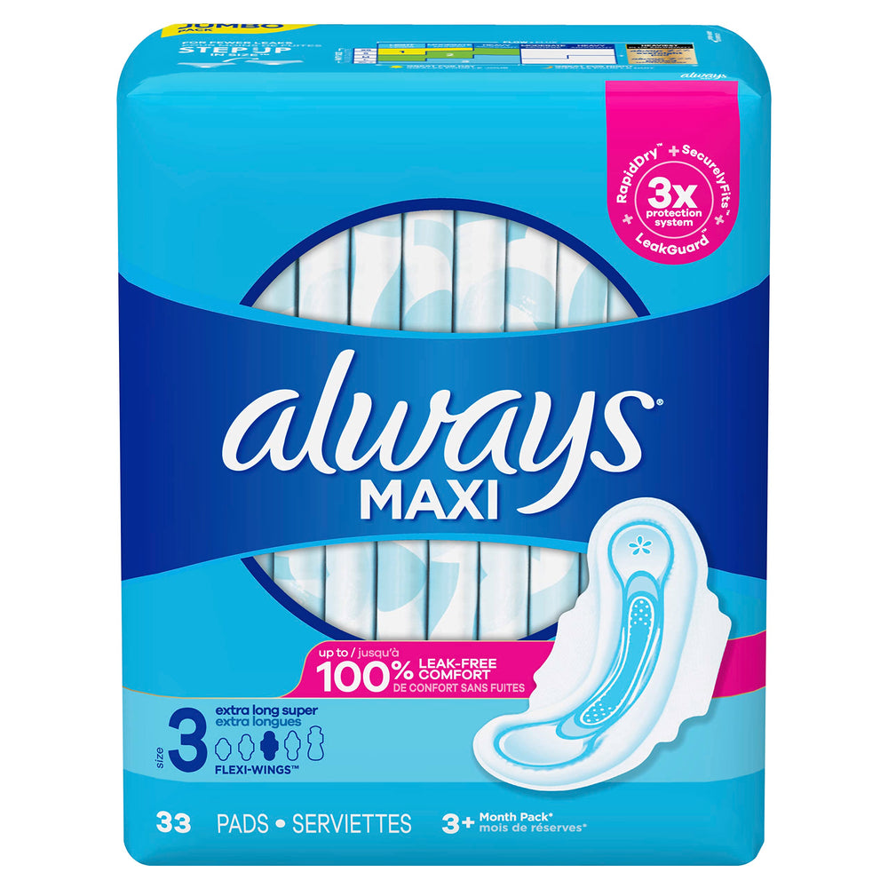 Always paquete frontal mostrando diseño y beneficio de mayor cobertura