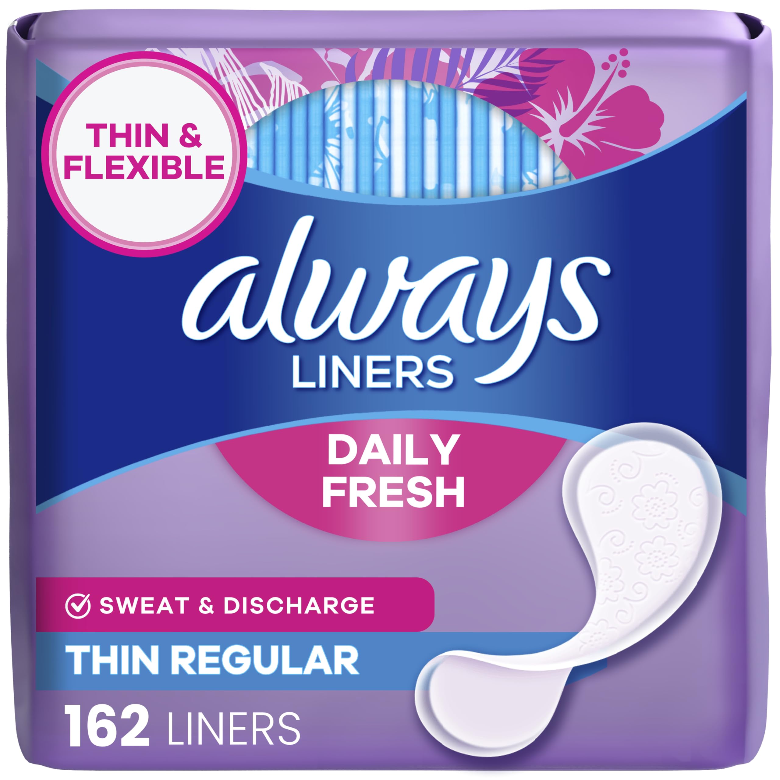 Always paquete frontal mostrando 162 unidades y conveniencia de stock
