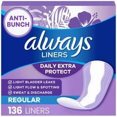 Imagen del empaque frontal Always Panty Liners mostrando protección diaria