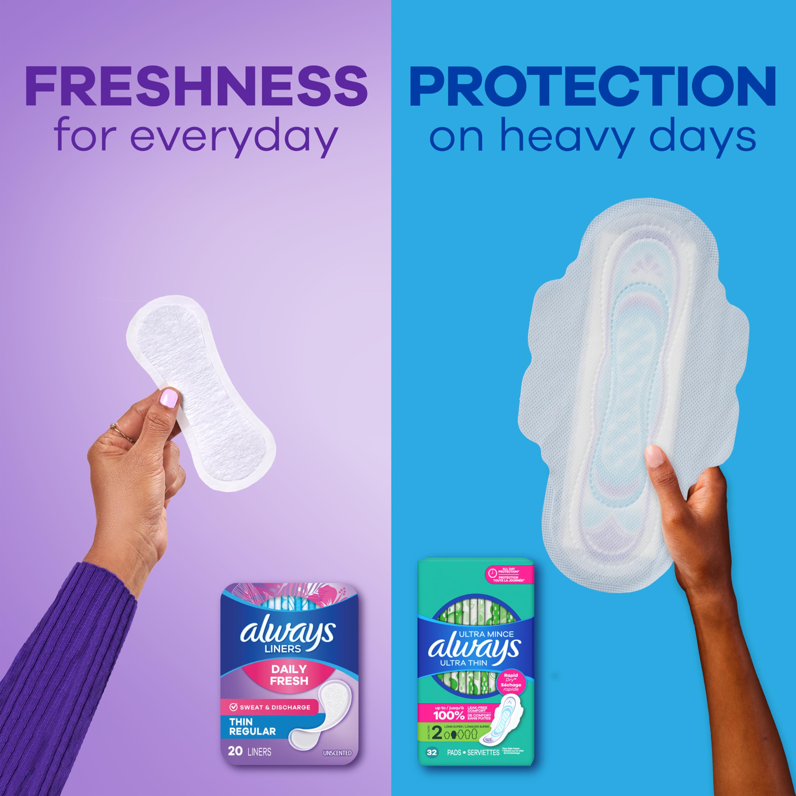 Always protector individualmente envuelto listo para llevar y usar fuera de casa