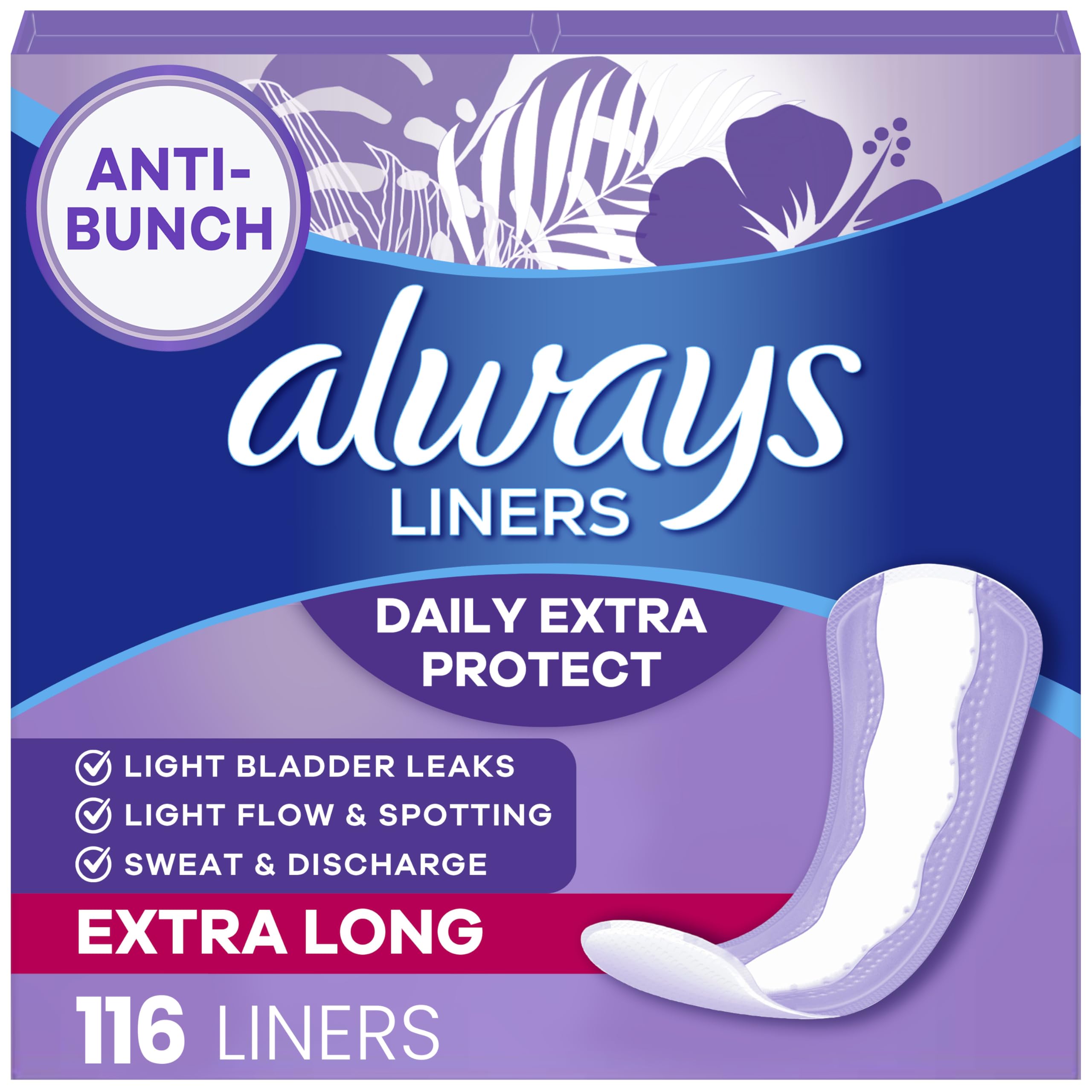 Always paquete frontal mostrando 116 protectores para confianza diaria