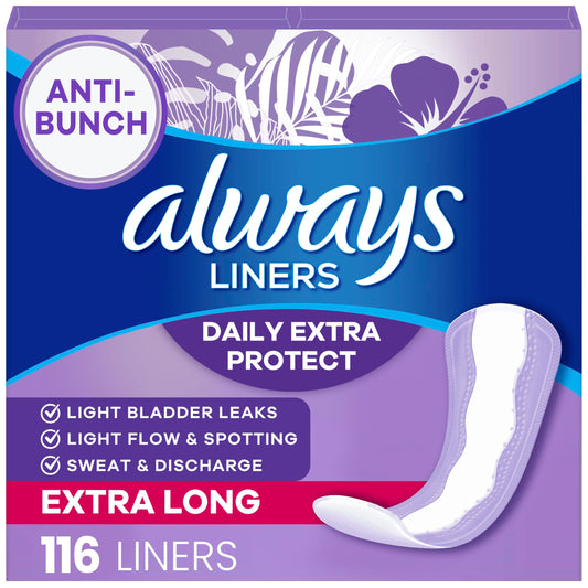 Always paquete frontal mostrando 116 protectores para confianza diaria