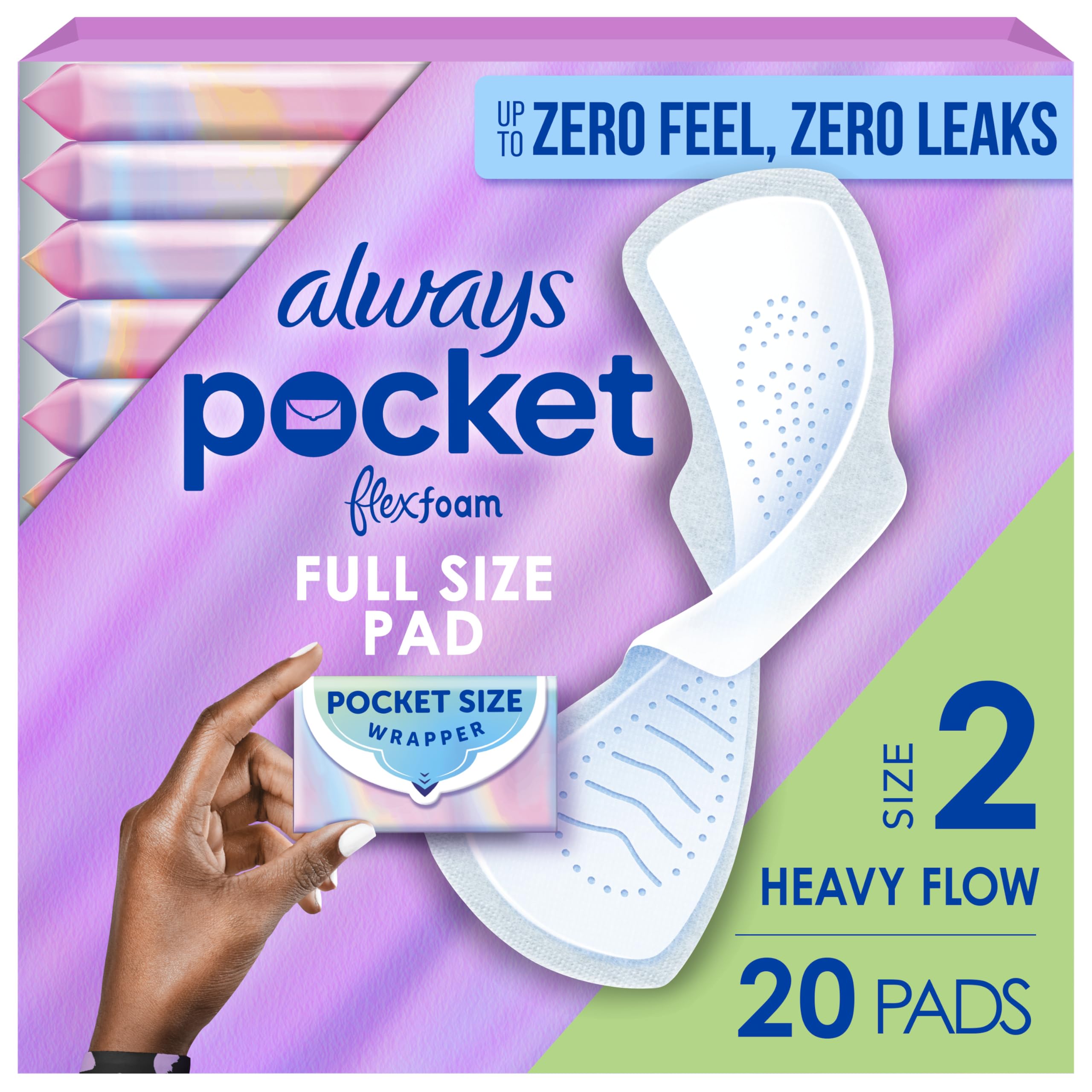 Always compresas Pocket Flexfoam empaque frontal mostrando producto y beneficio discreción