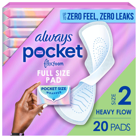 Always compresas Pocket Flexfoam empaque frontal mostrando producto y beneficio discreción