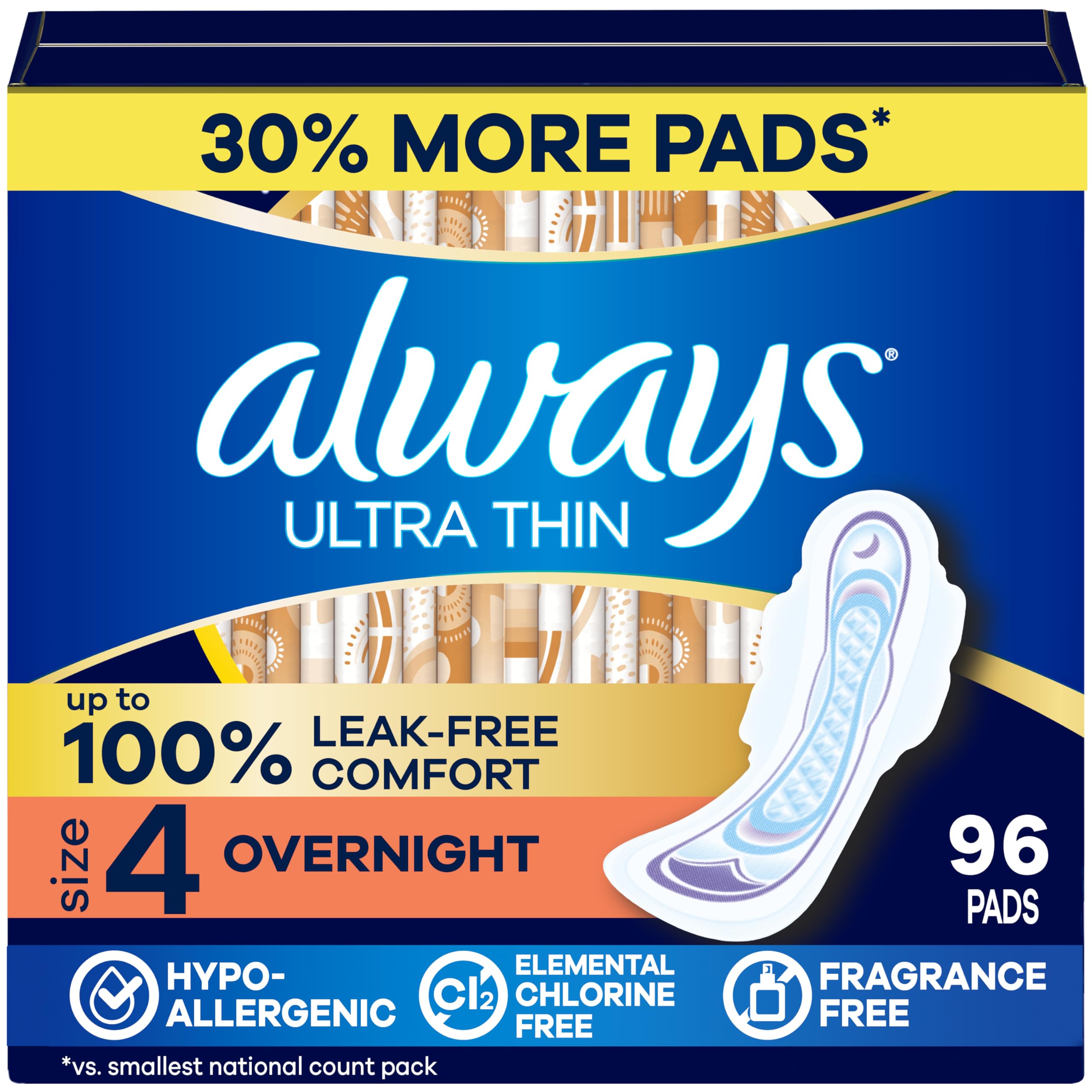Always empaque frontal talla 4 muestra protección nocturna