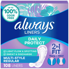 Always empaque frontal con protector diario, muestra cantidad y beneficio de frescura