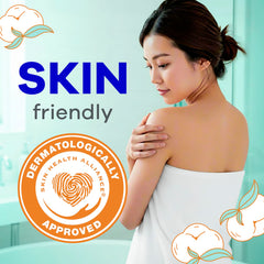 Always Pure Cotton etiqueta con sello Skin Health Alliance, beneficio: evaluación dermatológica