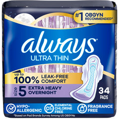Always tamaño 5 empaque frontal mostrando 34 unidades y protección nocturna