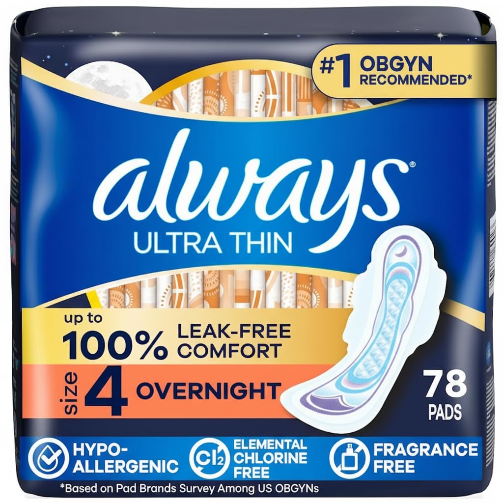 Always Ultra Thin talla 4 frente del empaque mostrando conteo y beneficios