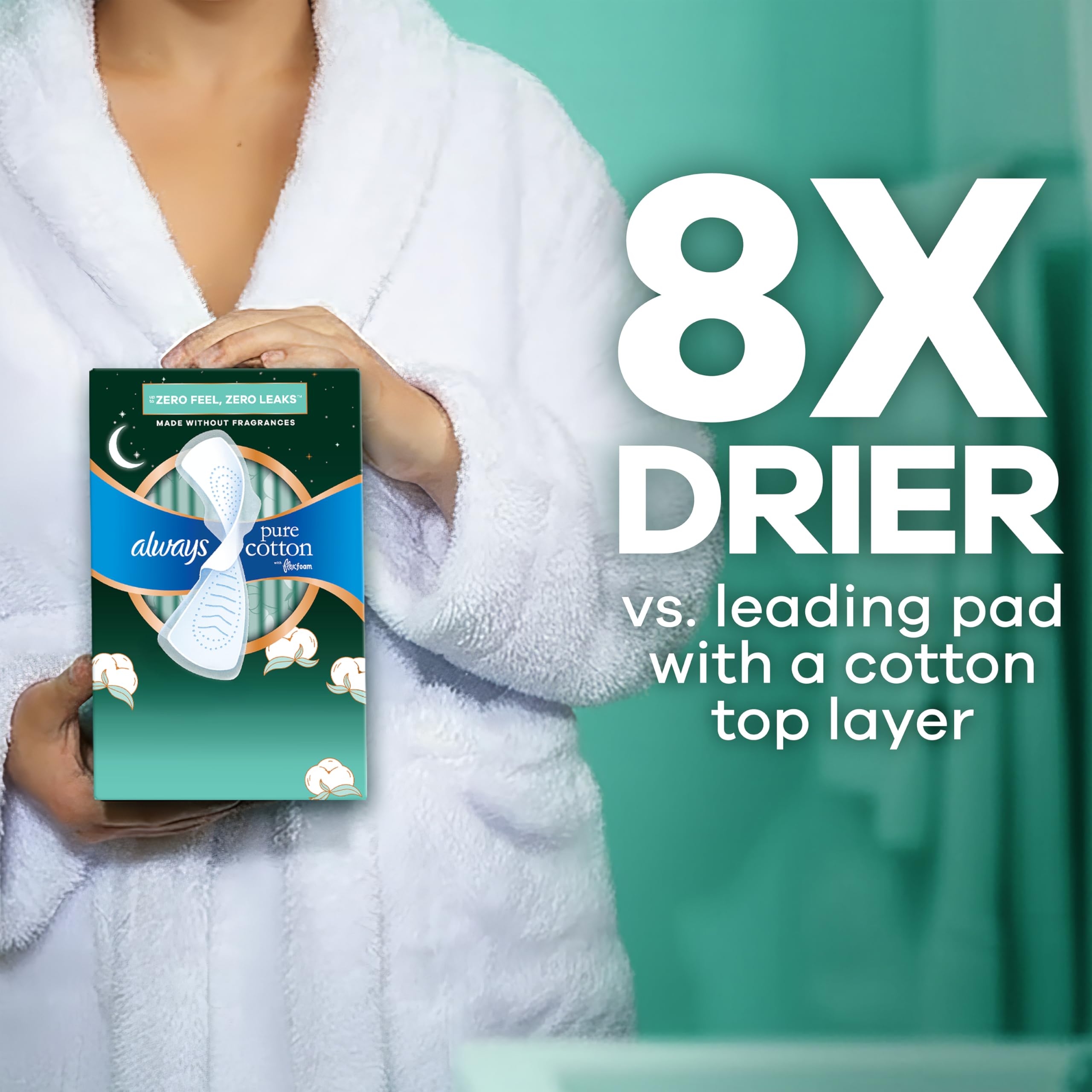 Always toalla colocada en ropa de cama para protección nocturna segura